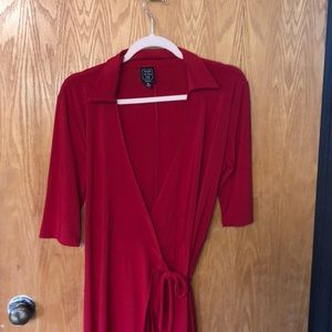 Red wrap dress